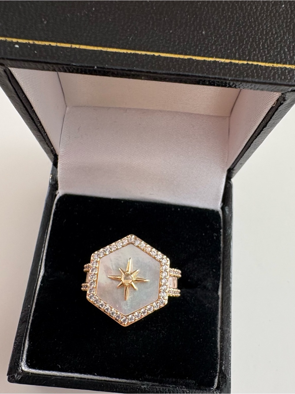 Bomb Party Halo Until We Meet Again Ring RG35558 Genuine Moonstone/Mother of Pea